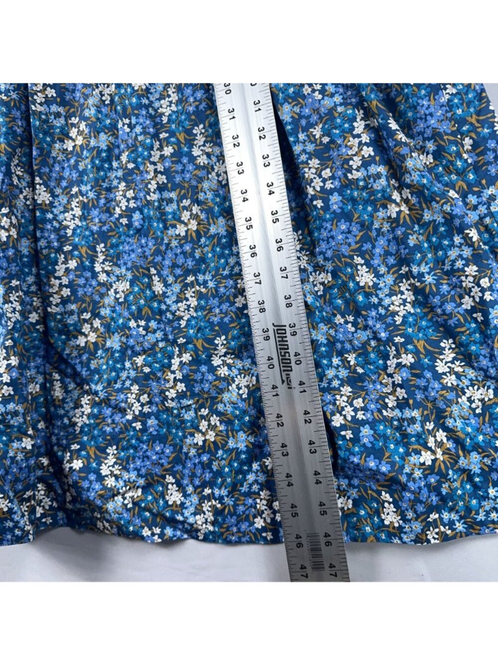 J. Crew Dress Size Large Blue Maxi Floral Print 100% Cotton Smocked Puff Sleeve - Picture 8 of 11